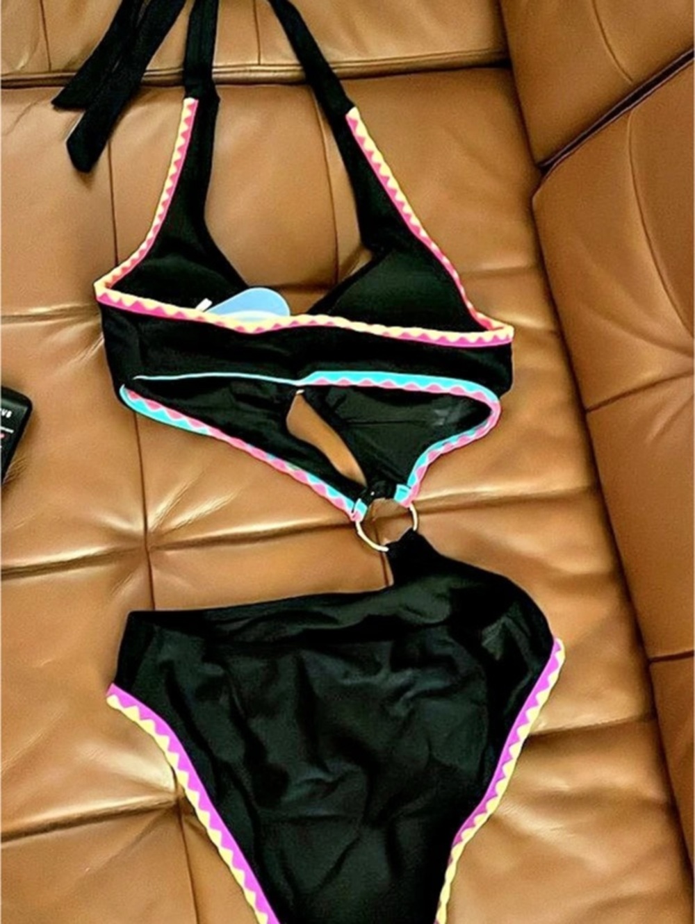 Bikini Set in Black & Pink Like New - Picture 2 of 3